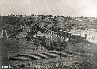 California Central RR train leaving Folsom crossing the American River (courtesy California State Library, California History Room)