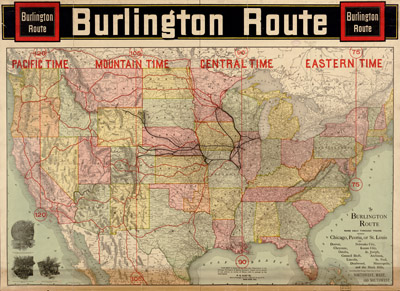 Chicago Burlington Quincy Map, 1892, Rand Mc Nally Corp. courtesy Library of Congress, Geography and Map Division